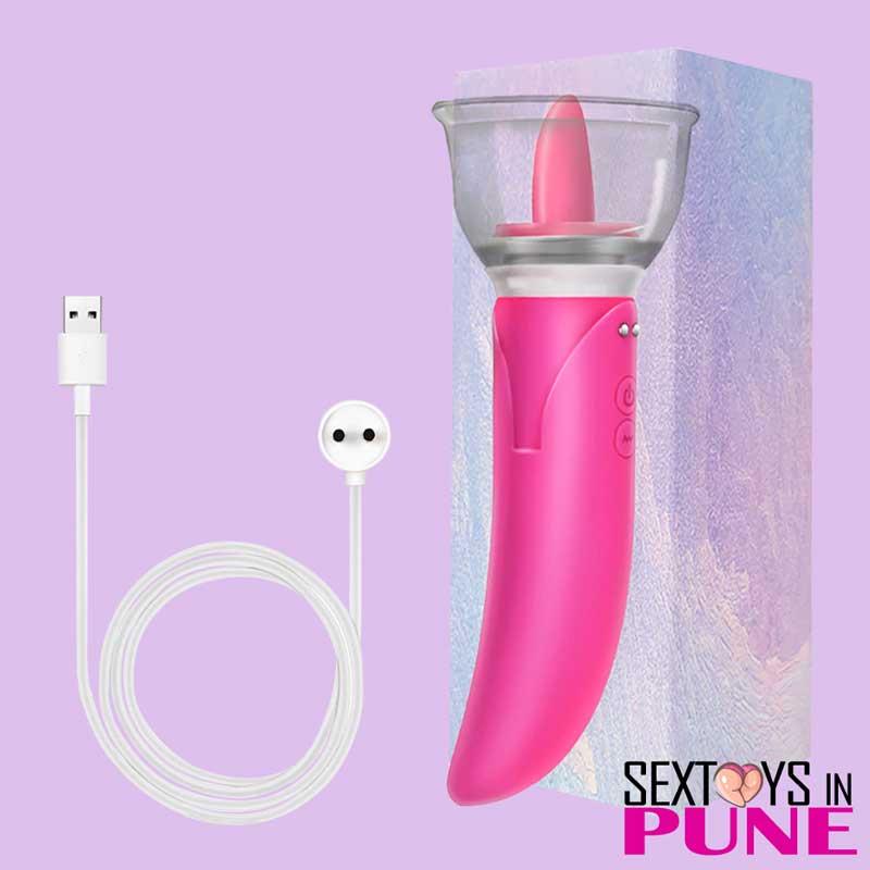 Silicone Tongue With Sucker With Dual Vibrator GS-056
