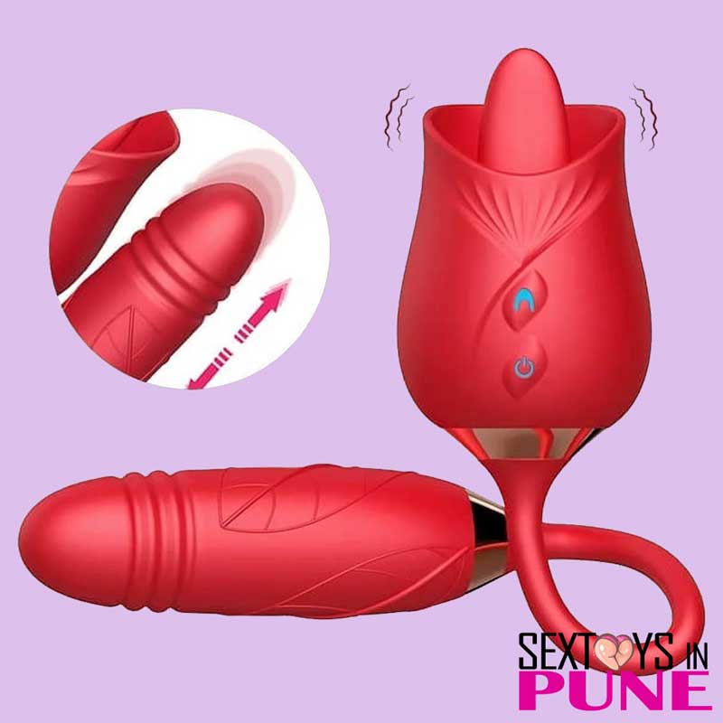 Licking Rose With Thrusting and Vibrating Dildo GS-059